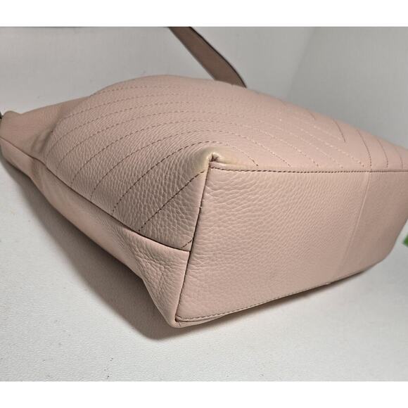 Karl Lagerfeld Paris Leather Hobo Shoulder Bag GiGi Soft Quilted Blush Pink - Picture 9 of 16